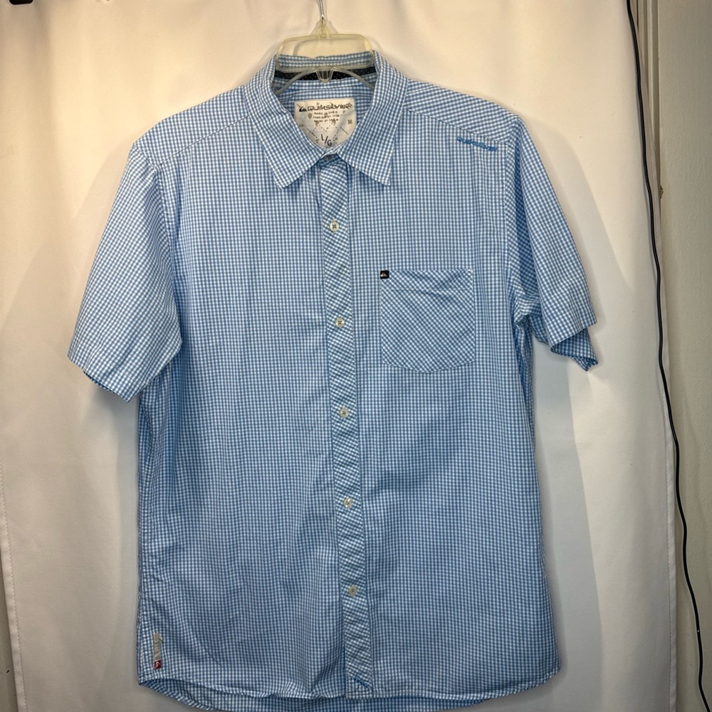 Quiksilver Light Blue Gingham Button Down Shirt